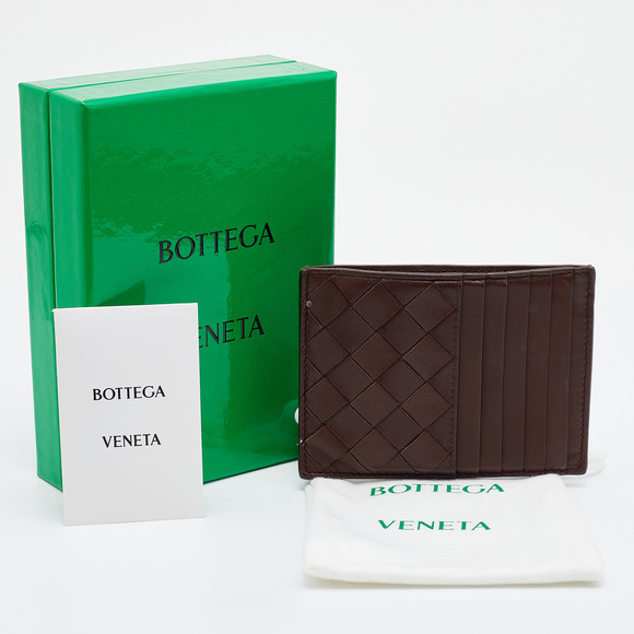 BOTTEGA VENETA Brown Intrecciato Leather Zip Card Holder - Picture 6 of 8
